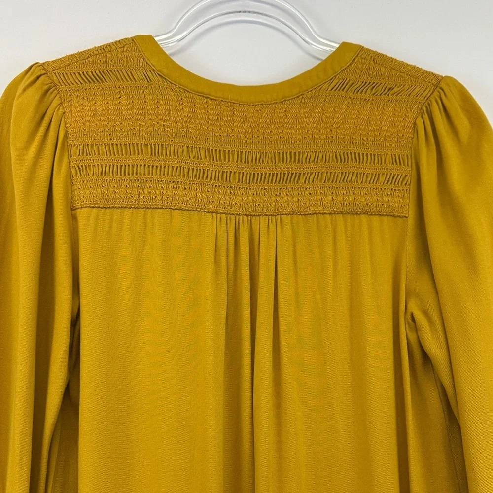 Maeve Anthropologie Ragonda Mustard Boho Tunic Mini Dress Long Sleeve 4
